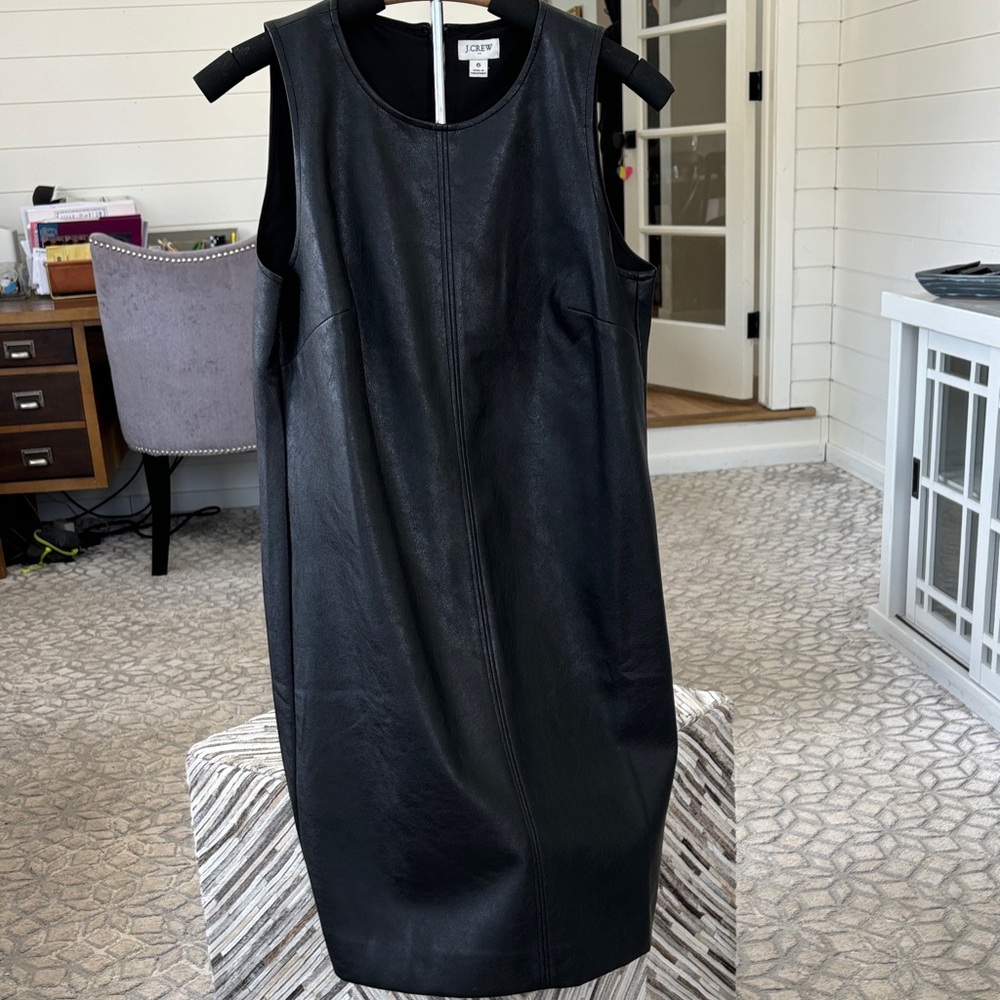 J. Crew Black Sleeveless Leather Dress